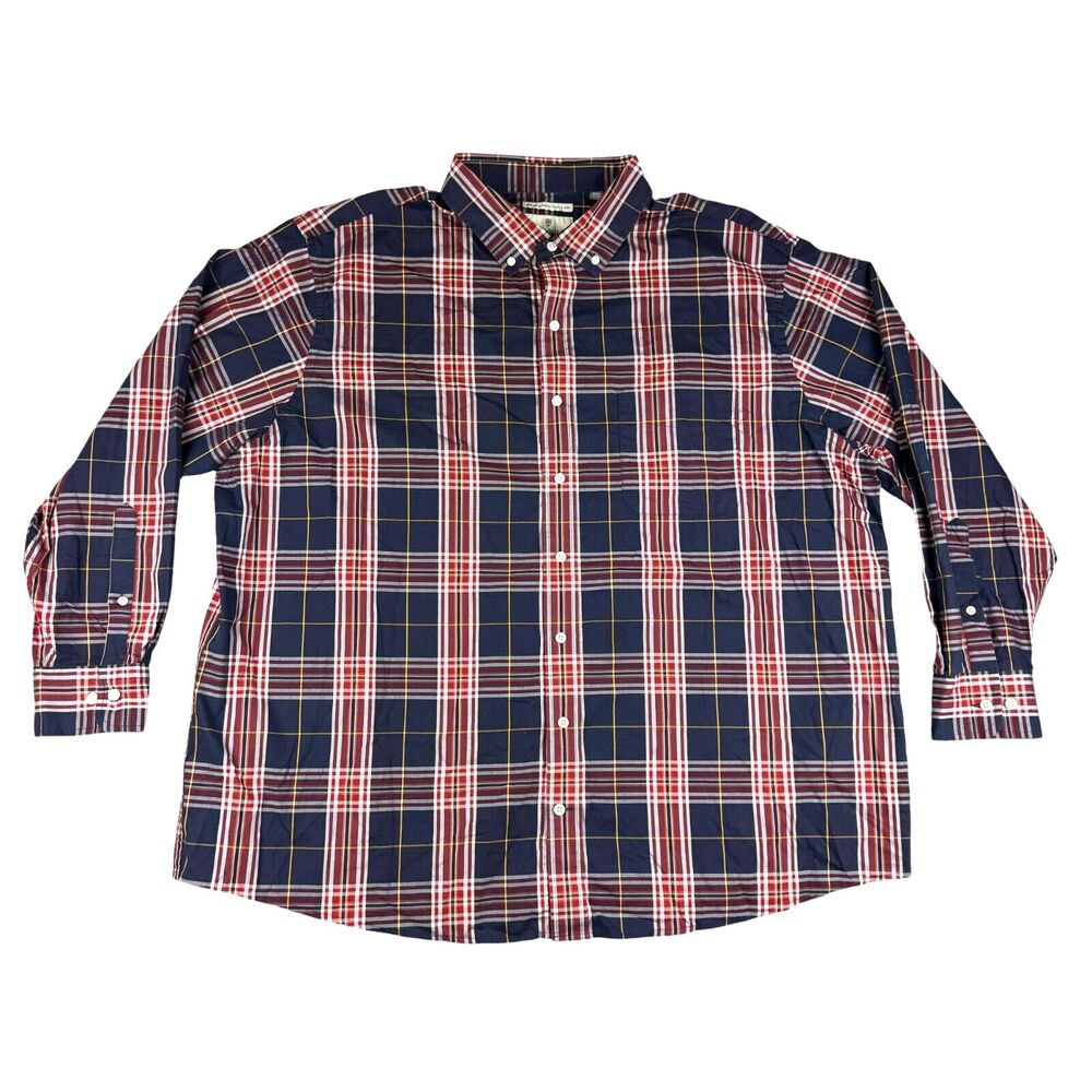 Oak Hill Shirt Mens 2XL Blue Long Sleeve Button Down Plaid Wrinkle Free Cool Dry